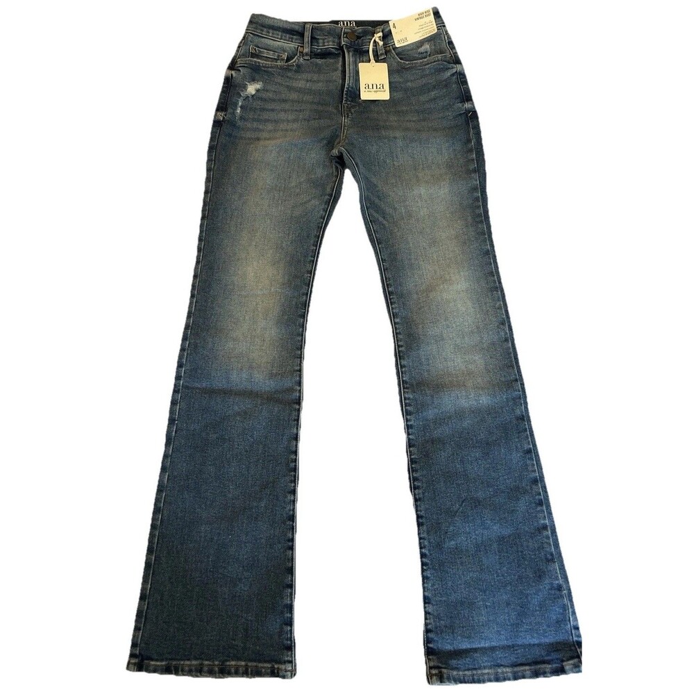 NWT a.n.a Size 4 High Rise Vintage Flare Fitted Hip &  Flare Leg Blue Jeans